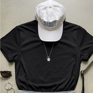 Source Unknown White Hat with Blue Embroidery